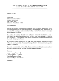 National Honor Society Letter