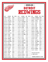 Detroit Red Wings Schedule Printable