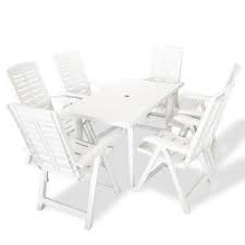 6 seater garden dining set white colour plastic foldable chair outdoor furniture outdoor lounge set garden furniture sets outdoor dining set