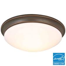 Hampton Bay 13 In 360 Watt Equivalent Oil Rubbed Bronze Integrated Led Flush Mount With Frosted Glass Shade Hgv3011l 2 Orb The Home Depot Glass Shades Hampton Bay Bronze