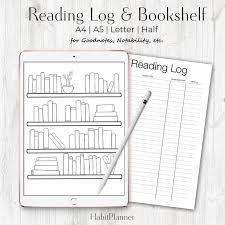 Reading Tracker Reading Log Book Page Bullet Journal Etsy Bullet Journal Bookshelf Reading Tracker Bullet Journal Reading Log
