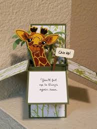 Giraffe Get Well Card In The Box Using Impression Obseesion Stamp And Dies Pop Up Box Cards Pop Up Cards Impression Obsession Cards