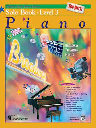 Lesson book 3 introduces overlapping pedal; Alfred S Basic Piano Library Top Hits Solo Book 3 Piano Book
