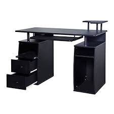 Black And White Computer Table Design Black Wooden Home Office Style Computer Desk Cpu Storage Keyboard Tray Scanner Shelf 2 Storage Computer Desk With Shelves Computer Desk Modern Home Office Desk
