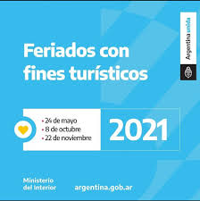 24 de mayo, 8 de octubre y el 22 de noviembre, que fueron fijados por. Feriados 2021 Feriados Estudio Contable Garbi Facebook
