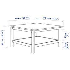 Since most sofas have a seat height of about 17 to 19 inches, standard coffee tables are about 16 to 18 inches tall. Hemnes Coffee Table White Stain 90x90 Cm Ikea