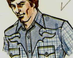 Authentic 304 Mens Western Shirt YOKE Pattern Shaped Yoke Adult 1970s  Vintage Sewing Pattern Neck 17 17 1/2 18 UNCUT