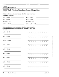 You will split each absolute value equation into two separate equations, then solve them to find your two solutions. Absolute Value Equations Worksheet Doc Tessshebaylo