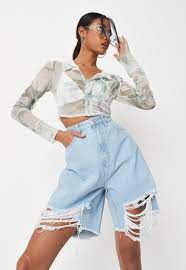 Maybe you would like to learn more about one of these? Tall Blue Ripped Longline Denim Shorts Missguided