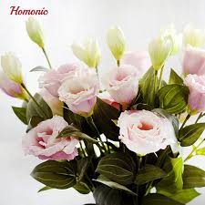 5pc European Artificial Flower 3 Heads Fake Eustoma Gradiflorus Lisianthus Christmas Wedding Party Home Artificial Flowers Fake Flowers Artificial Silk Flowers