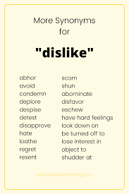 More Synonyms For Dislike Writing Tips In 2020 Learn English Words Writing Words Good Vocabulary Words