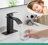 VOTON Rubinetto da bagno a cascata nero opaco, maniglia ...