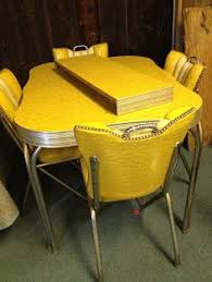 Yellow formica kitchen table, 1950's. 750 Old 40 50 S Table Sets Medal Chairs Ideas Vintage Kitchen Retro Kitchen Dinette Sets