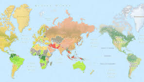 Penis-Weltkarte - Penisgrößen nach Herkunft [Statistik-Karte]