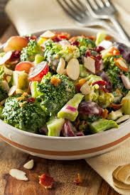 Broccoli Salad With Bacon Almonds Grapes Appetizer Or Side Dish Recipe With Onion M Broccoli Salad Bacon Creamy Broccoli Salad Recipe Broccoli Salad Recipe