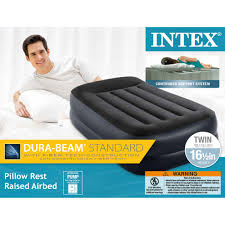 Intex Queen Pillow Rest Raised Fiber Tech Airbed Mattress Bed With Built In Pump Walmart Com Twin Air Mattress Bed Mattress Air Mattress