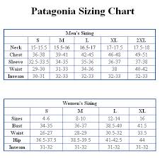 Patagonia Size Chart Jpg