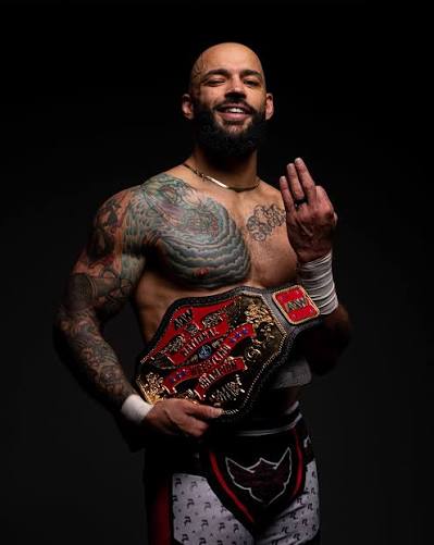 The quest for gold was a success. Take a closer look at @KingRicochet as  the first ever AEW National Champion!