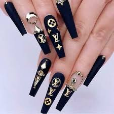 Find Many Great New Used Options And Get The Best Deals For Black Gold White Lv Nails Stickers Water Decal In 2020 Gucci Nails Luxury Nails Cute Acrylic Nail Designs