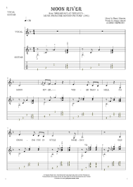 Moon River Notes Tablature And Lyrics For Vocal With Guitar Accompaniment Playyournotes Lyrics Jazz Songs Moon River
