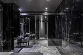 Monochromatic Home Interior Design In Black Color Domination Modern House Idea Monochrome Interior Monochromatic Interior Black Walls