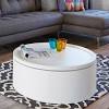 Uhomepro round coffee table modern faux marble style with black metal legs, wood table top modern coffee table, contemporary accent coffee and snack end table tea table for living room, q16221. 1