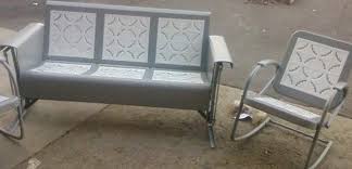 Powdercoated Restored Vintage Metal Patio Gliders Vintage Patio Furniture Vintage Outdoor Furniture Metal Lawn Chairs