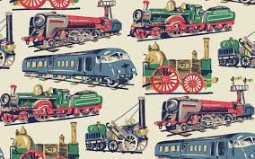 Cath Kidston Our New Trains Print My Dad Would Of Like This Train Wallpaper Train Room Decor Kids Bedroom Decor