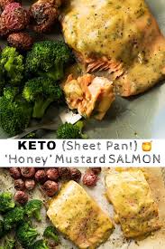 Sheet Pan Keto Honey Mustard Salmon Keto Lowcarb Salmon Ketorecipes Mustard Salmon Honey Mustard Salmon Recipes Honey Mustard Salmon