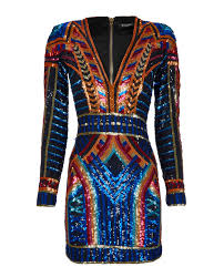 Balmain Geometric Sequin Embellished Mini Dress Dresses Designer Exchange Buy Sell Exchange