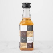 Elegant Modern Gold Red Black Squares Holidays Liquor Bottle Label Zazzle Com Liquor Bottle Labels Mini Liquor Bottles Liquor Bottles