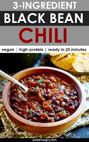 3 Ingredient Black Bean Chili Vegan High Protein Power Hungry Recipe In 2020 No Bean Chili Food Processor Recipes Black Bean Chili