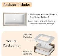 Los Flexi 28 in. Rectangular Undermount Bathroom Sink, White ...