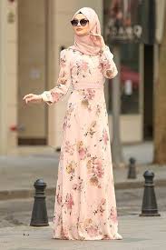 Nayla Collection Nayla Collection Cicek Desenli Pudra Tesettur Elbise 81539pd Urun Kodu 81539pd Modest Dresses Dresses Muslim Dress