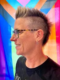 Cut sharp, love loud ✂️🌈 Hair by @sarahs_organichairlab #pridehair  #inclusivesalon #mohawk #womenmohawk #shortwomanshair #shorthaircuts  #funkyhaircut #pridehaircut #azhairsalon #azhairstylist