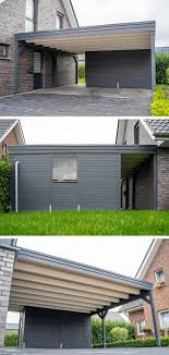 Schones Carport Aus Holz In Grau Carport Holz Carport Mit Schuppen Haus Aussenbereiche