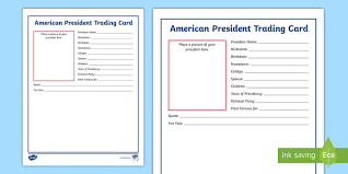 This video tutorial will teach you how to play the card game president. American President Trading Card Game Template Twinkl