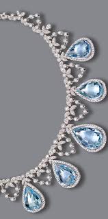 Aquamarine And Diamond Necklace The Necklace Of Delicate Garland Design Set With Numerous Small Round Diam Blue Diamond Necklace Diamond Diamond Flower Pendant