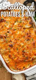 These Cheesy Scalloped Potatoes And Ham Are A Delicious Side Dish That We Love Serving On Weekends Scalloped Potatoes And Ham Recipes Scalloped Potatoes Cheesy