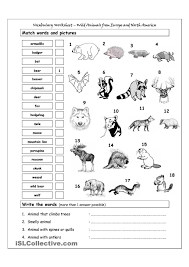 Vocabulary Matching Worksheet Wild Animals From Europe North America Animal Worksheets Animals Wild Kindergarten Worksheets