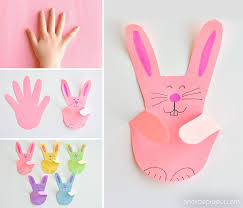 Free printable easter bunny feet template. Handprint Bunnies Paper Handprint Bunny Craft One Little Project