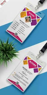 This id badge template includes space for a portrait and works well for an employee id card or work badge. Pin By Brenda Marketing Strategist On Diseno Grafico Id Card Template Employee Id Card Card Design