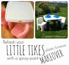 tutorial refresh your littl tikes plastic furniture with a spray paint makeover by heather laura clark kids plastic chairs plastic furniture paint kids table