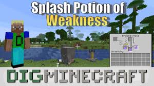 To craft a splash potion of weakness, you will need to have 1 blaze powder, 3 water bottles, 1 fermented spider eye, and 1 gunpowder! We Ll Show You How To Make A Splash Potion Of Weakness In Minecraft Throw This Splash Potion At Your Enemies And It Will Gi Splash Crafting Recipes Minecraft