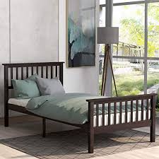 Wood Bed Frame Twin Size Julyfox 300lb Heavy Duty Platform Bed With Slatted Headboard Footboard No Box S In 2020 Wood Platform Bed Platform Bed Bed Frame And Headboard
