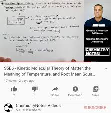 Kinetic Molecular Theory Of Matter Kmt Notes Root Mean Square Molecular Chemistry Lecture