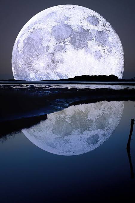 Bright blue moon photography sky night water moon reflection big huge