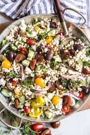 Mediterranean Couscous Salad The Modern Proper Recipe Mediterranean Couscous Pizza Side Dishes Couscous Recipes