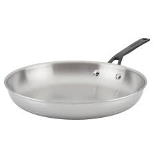 Five layer construction with copper core long cast stainless steel handles stay cool on the stovetop dishwasher safe oven and broiler safe. Kitchenaid 5 Ply Clad Stainless Steel 12 25 Frying Pan Target