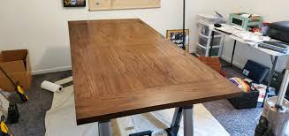 If you find you are running into lap marks then stop application. Red Oak Tabletop With Oil Based Stain I M Putting Oil Based Poly On Top Any Suggestions On The Best Way To Cover It Finishing